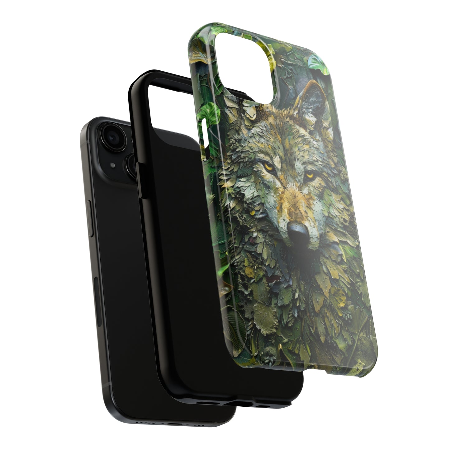 The Arte Povera Style Wolf Head Phone Case for iPhone - Lightweight, Impact Resistant, Wireless Charging Compatible