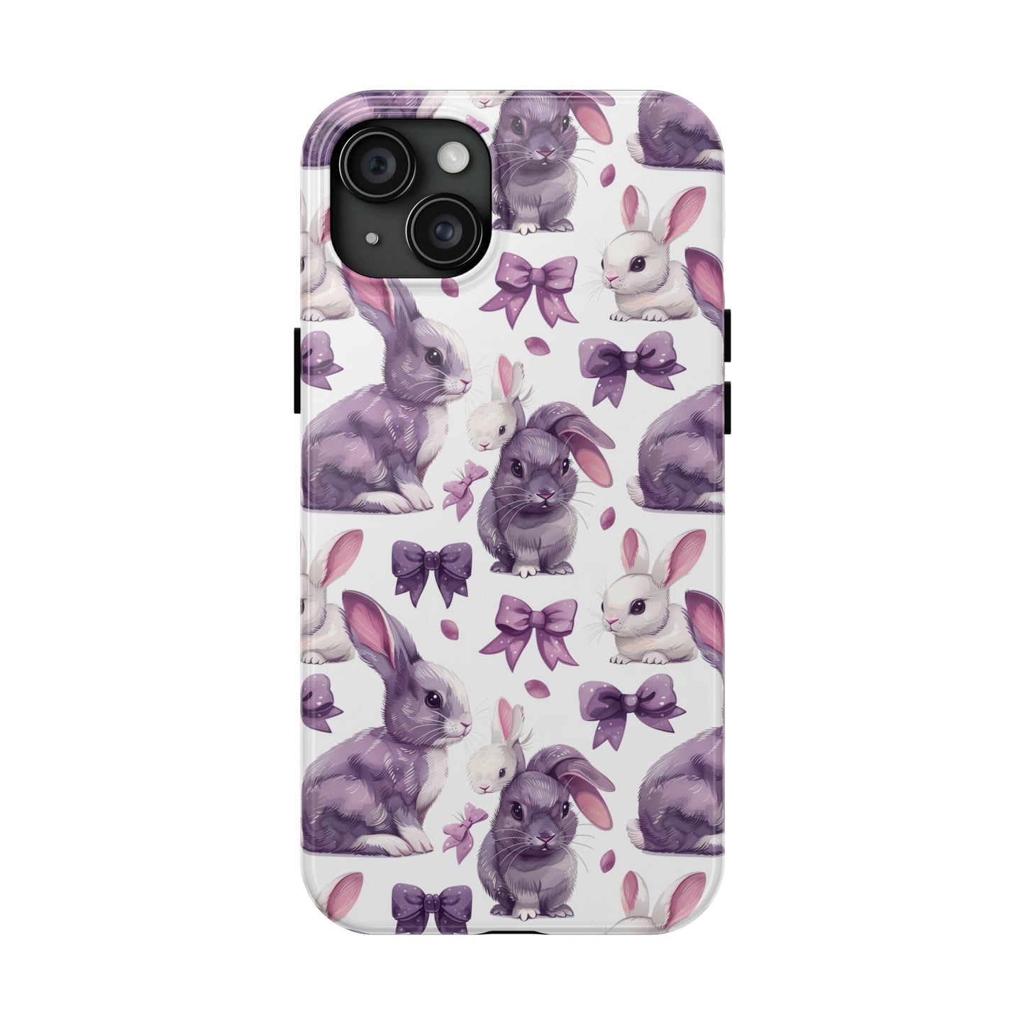 Bunnies and Bows Phone Case for iPhone - Lightweight, Impact Resistant, Wireless Charging Compatible