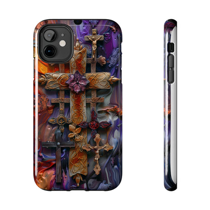 Colorful Crosses Phone Case for iPhone - Lightweight, Impact Resistant, Wireless Charging Compatible