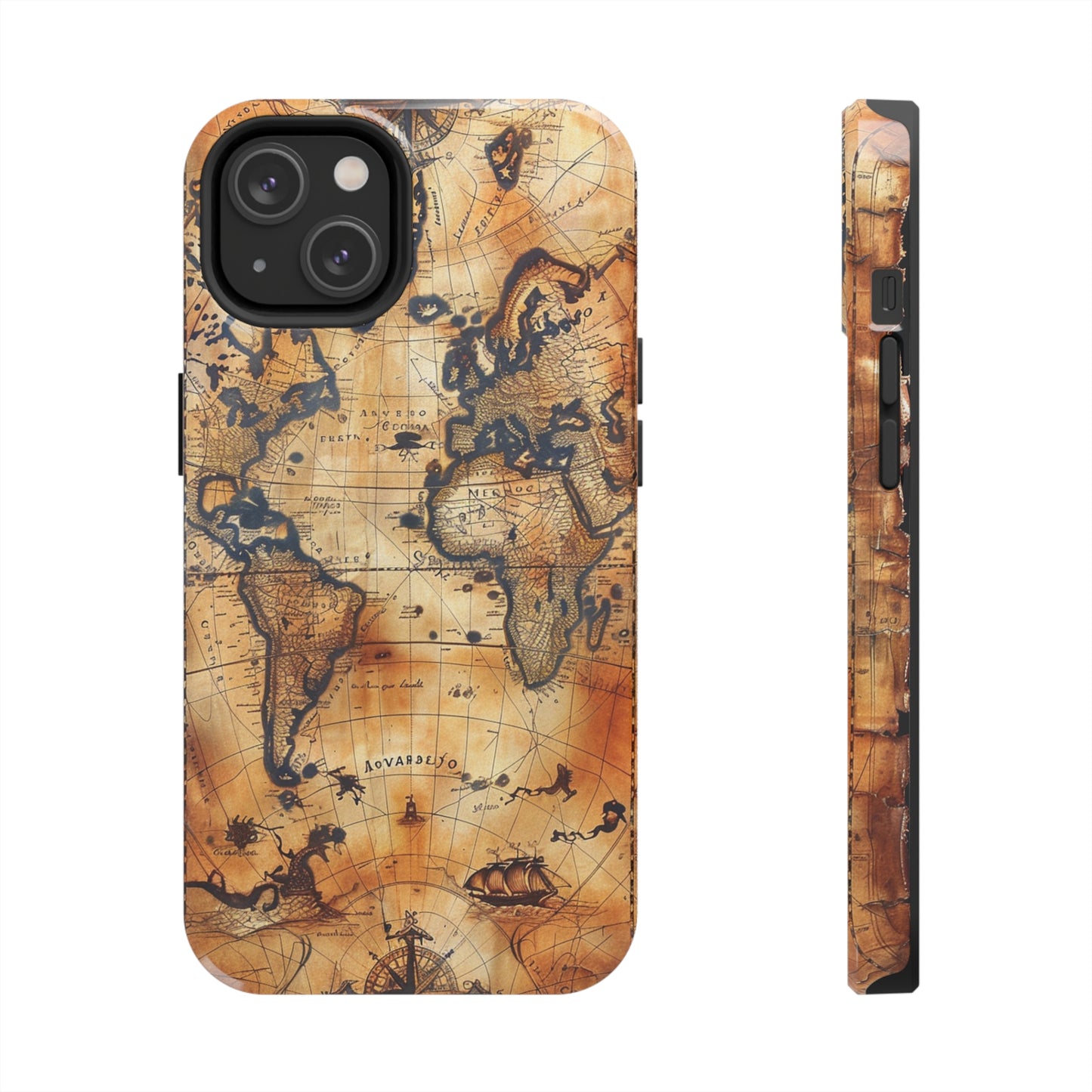 Ancient Map Phone Case for iPhone - Lightweight, Impact Resistant, Wireless Charging Compatible