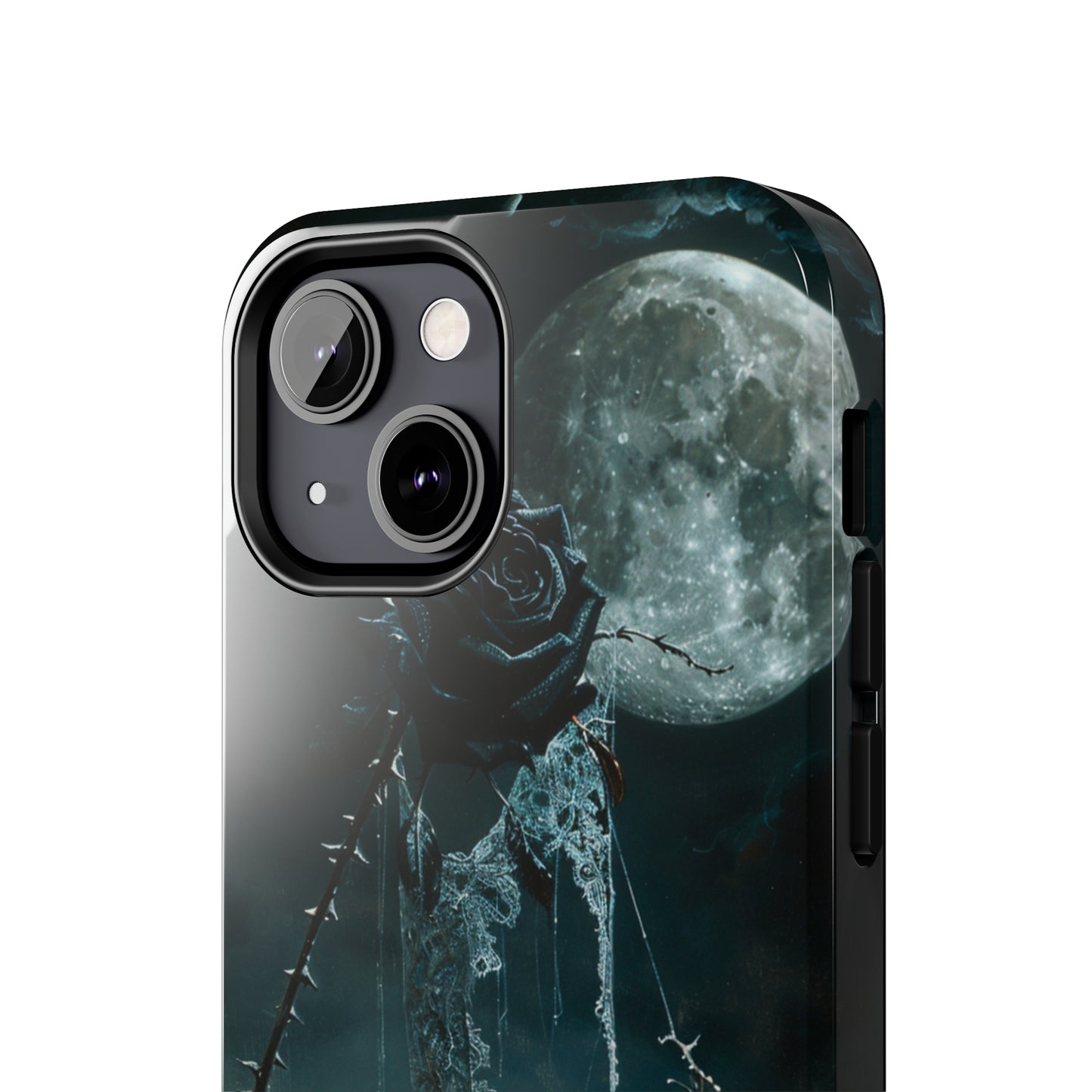 Gothic Skull and Black Rose Phone Case for iPhone - Lightweight, Impact Resistant, Wireless Charging Compatible