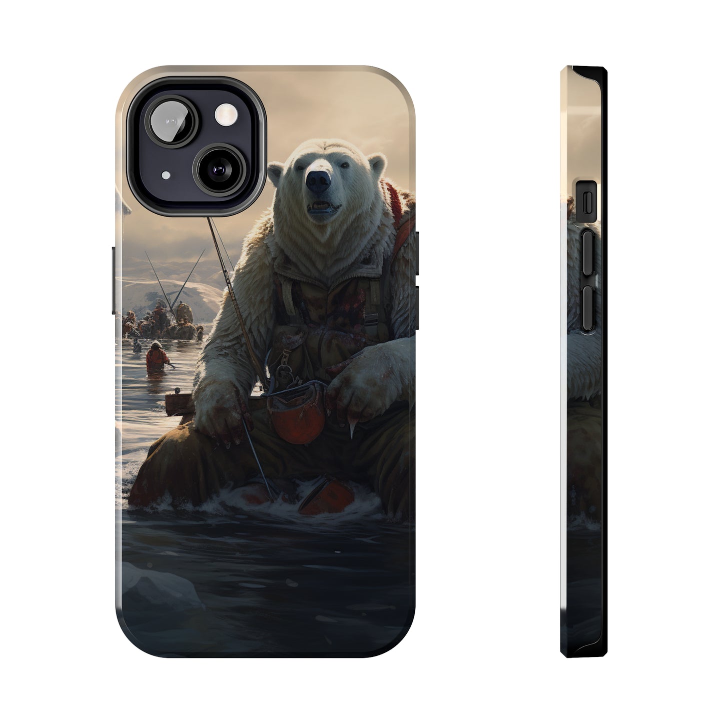 Fishing Polar Bear Phone Case for iPhone - Lightweight, Impact Resistant, Wireless Charging Compatible