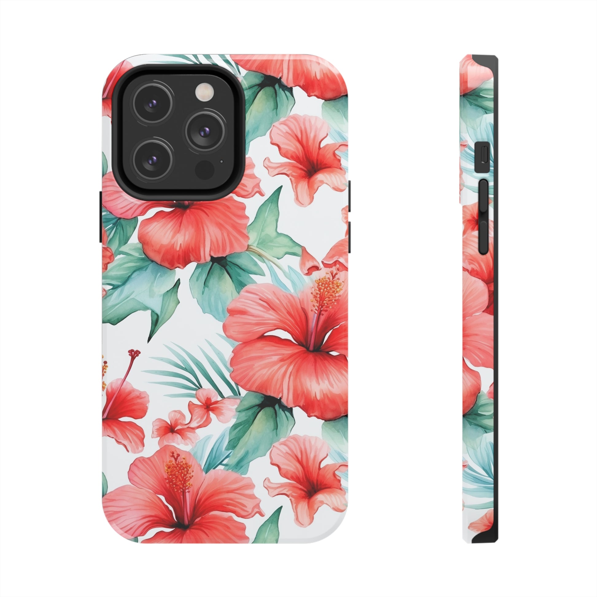 AI Hibiscus Pattern Phone Case for iPhone - Lightweight, Impact Resistant, Wireless Charging Compatible-AI phone case-AI By AJ