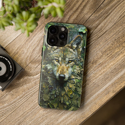 The Arte Povera Style Wolf Head Phone Case for iPhone - Lightweight, Impact Resistant, Wireless Charging Compatible