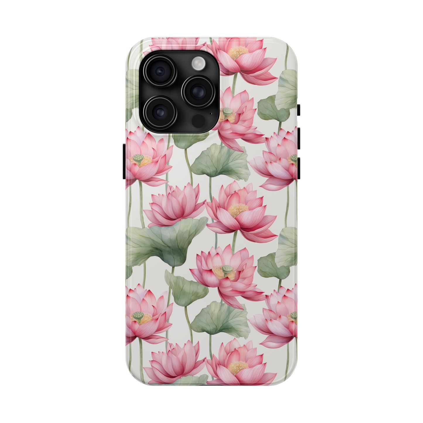 AI Lotus Flower Pattern Phone Case for iPhone - Lightweight, Impact Resistant, Wireless Charging Compatible