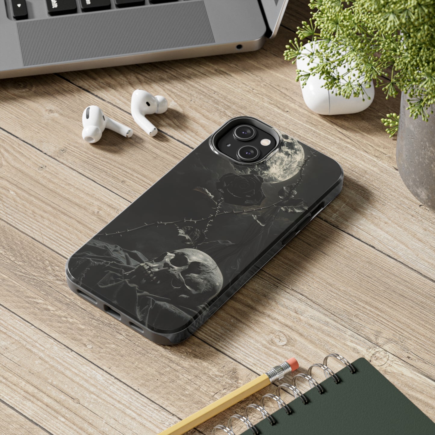 Gothic Elegance Phone Case for iPhone - Lightweight, Impact Resistant, Wireless Charging Compatible