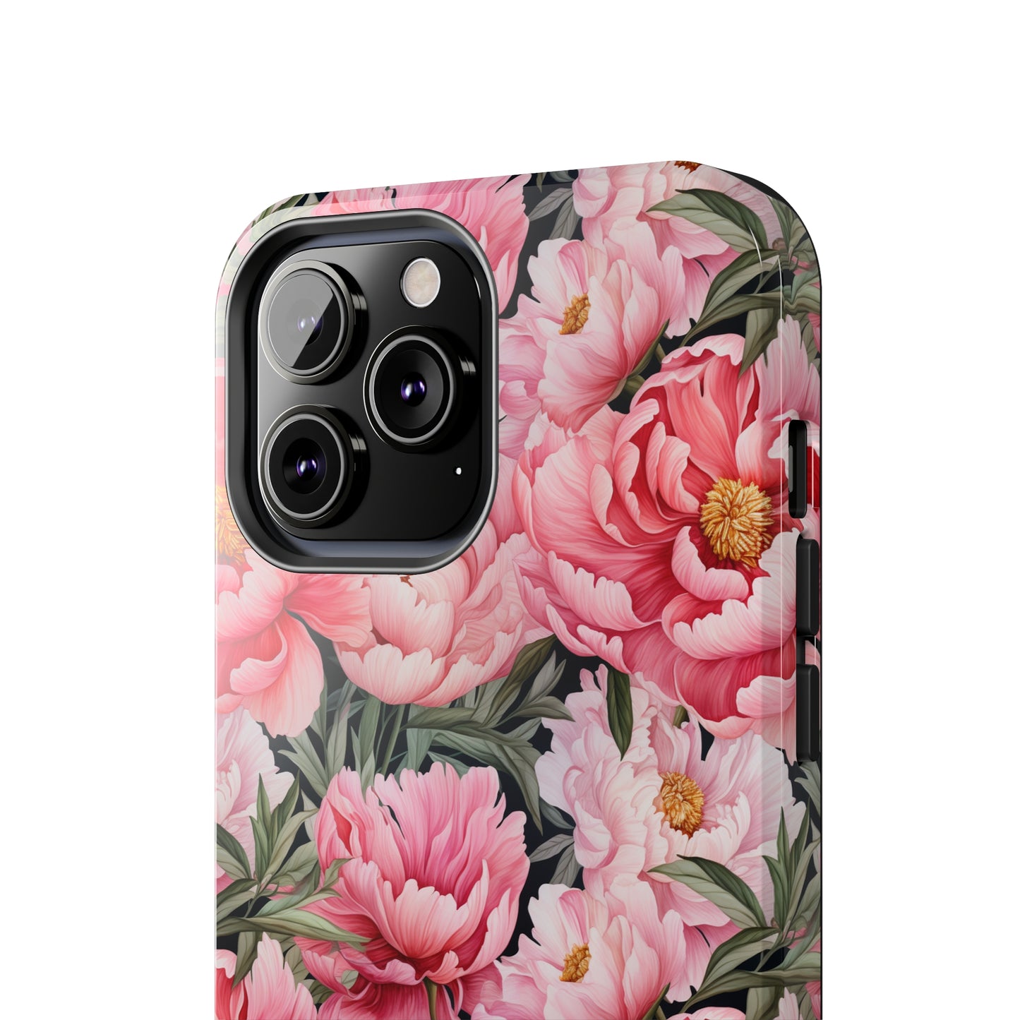 AI Peonies Floral Pattern Phone Case for iPhone - Lightweight, Impact Resistant, Wireless Charging Compatible