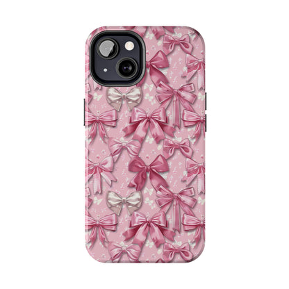 Pink Bows 4 Phone Case for iPhone - Lightweight, Impact Resistant, Wireless Charging Compatible