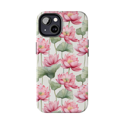 AI Lotus Flower Pattern Phone Case for iPhone - Lightweight, Impact Resistant, Wireless Charging Compatible