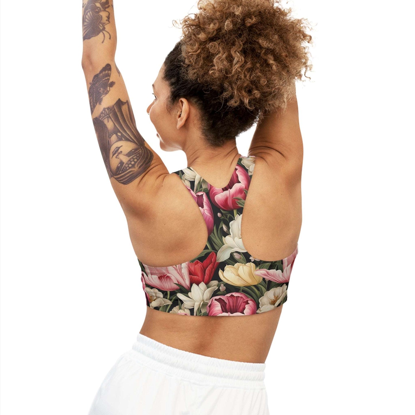 Tulip Flower Custom Sports Bra - Elegant & Supportive