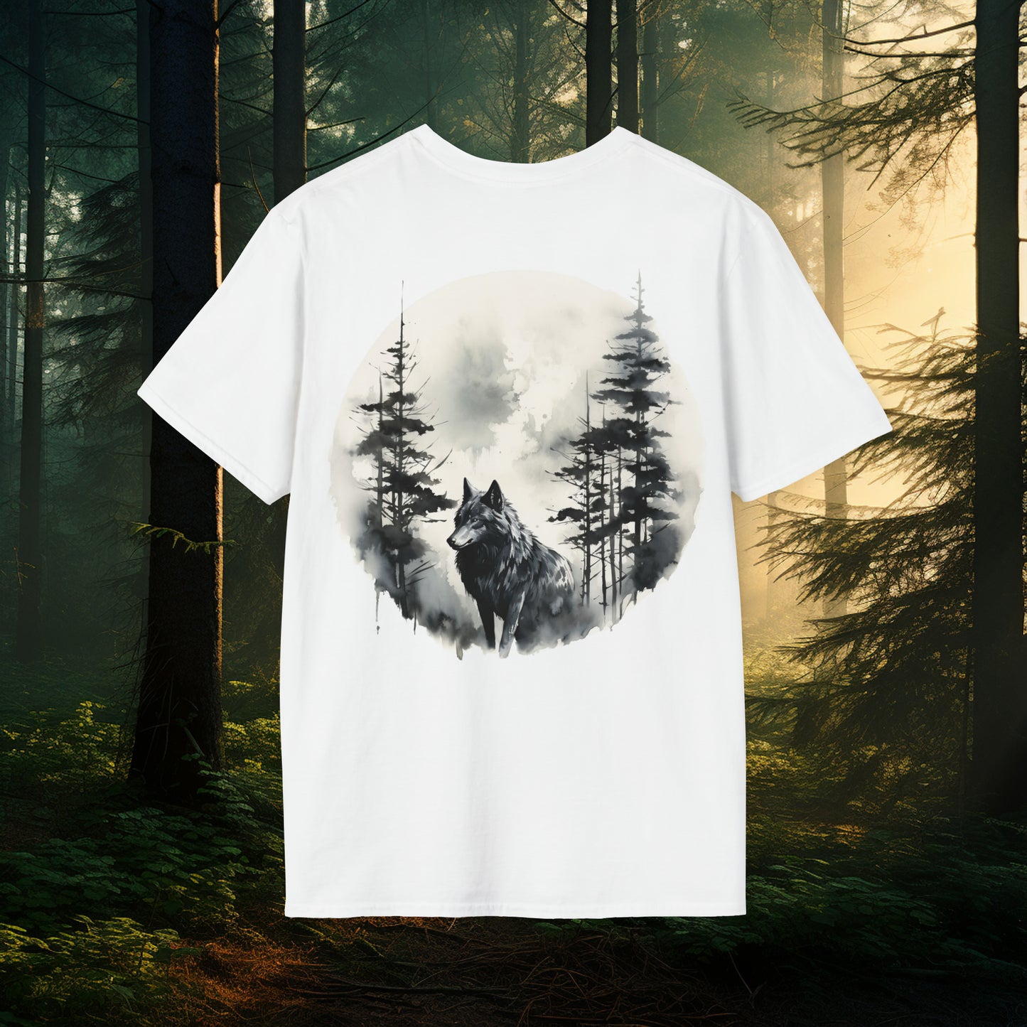 Unisex Mythical Creature Wolf tshirt with Dual Wolf Imagery: Wolf Tee, Wolf T-shirt, Wolf shirt