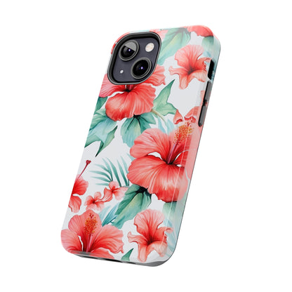 AI Hibiscus Pattern Phone Case for iPhone - Lightweight, Impact Resistant, Wireless Charging Compatible-AI phone case-AI By AJ