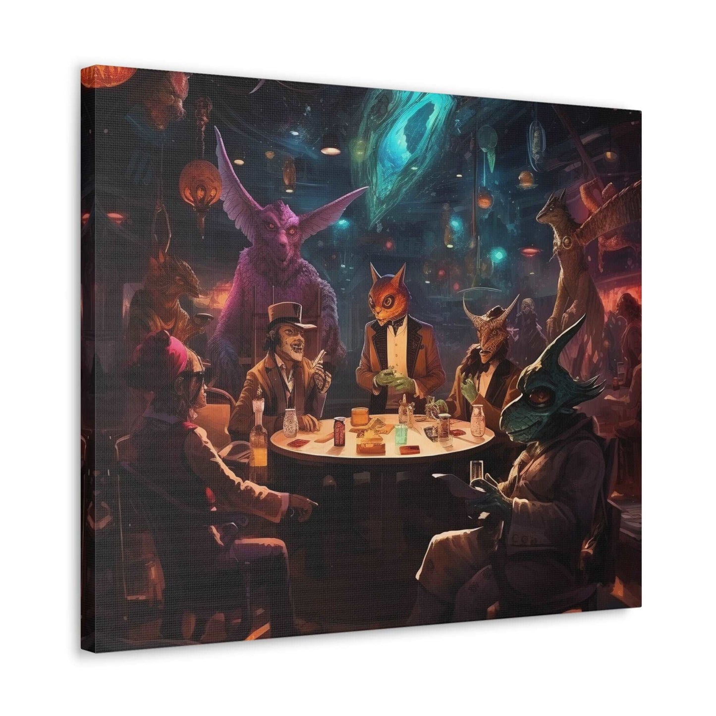 Intergalactic Poker Canvas Gallery Wraps / Game Room Art / Wall Decor / Living Room Decor