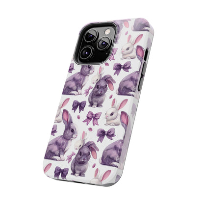 Bunnies and Bows Phone Case for iPhone - Lightweight, Impact Resistant, Wireless Charging Compatible