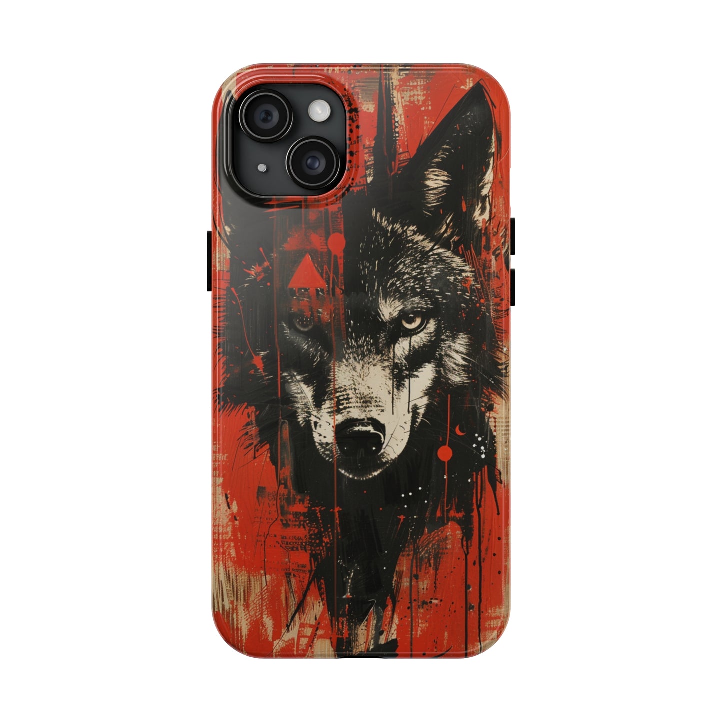 Asemic Writing Style Wolf Phone Case 3 for iPhone - Lightweight, Impact Resistant, Wireless Charging Compatible