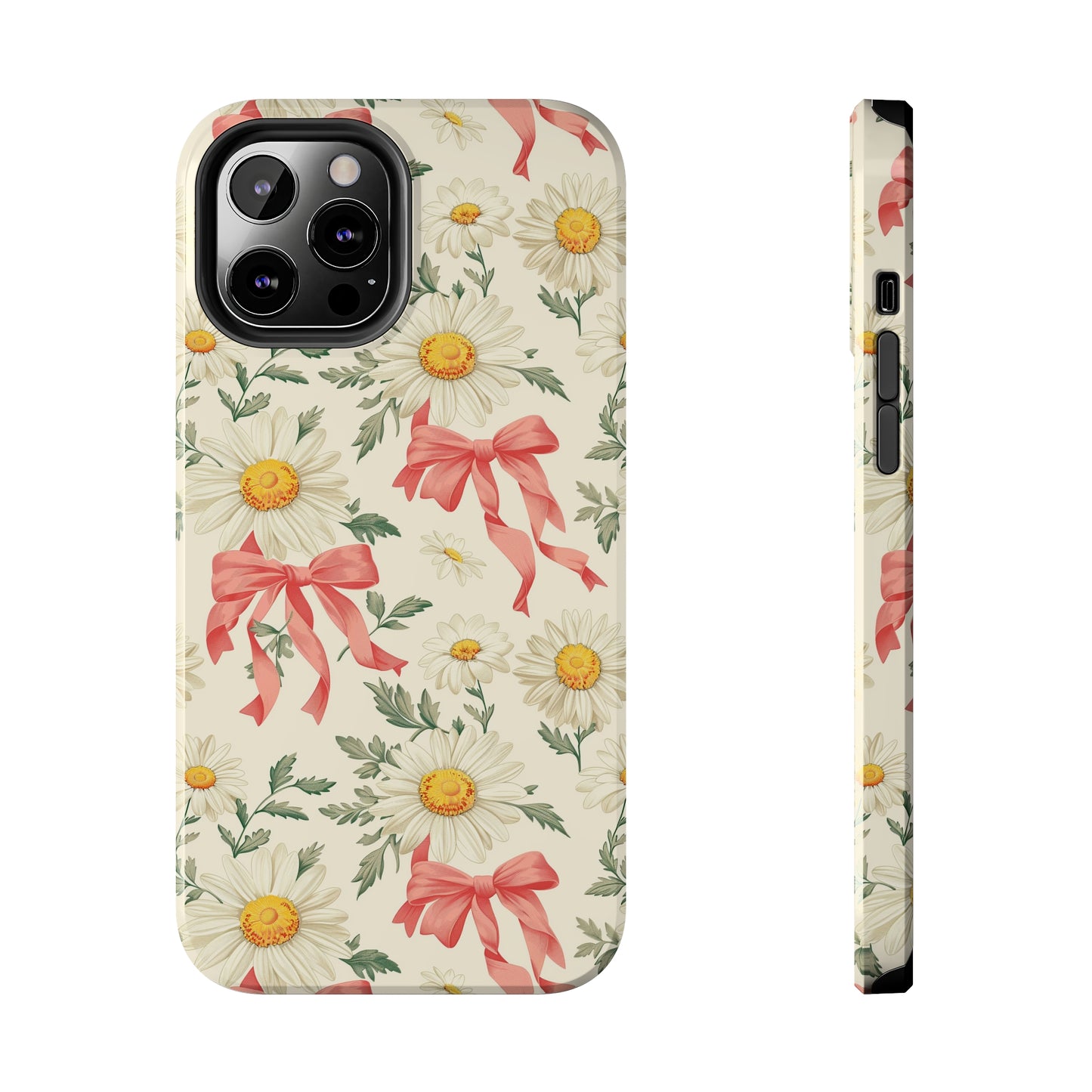 Daisies and Bows Phone Case for iPhone - Lightweight, Impact Resistant, Wireless Charging Compatible