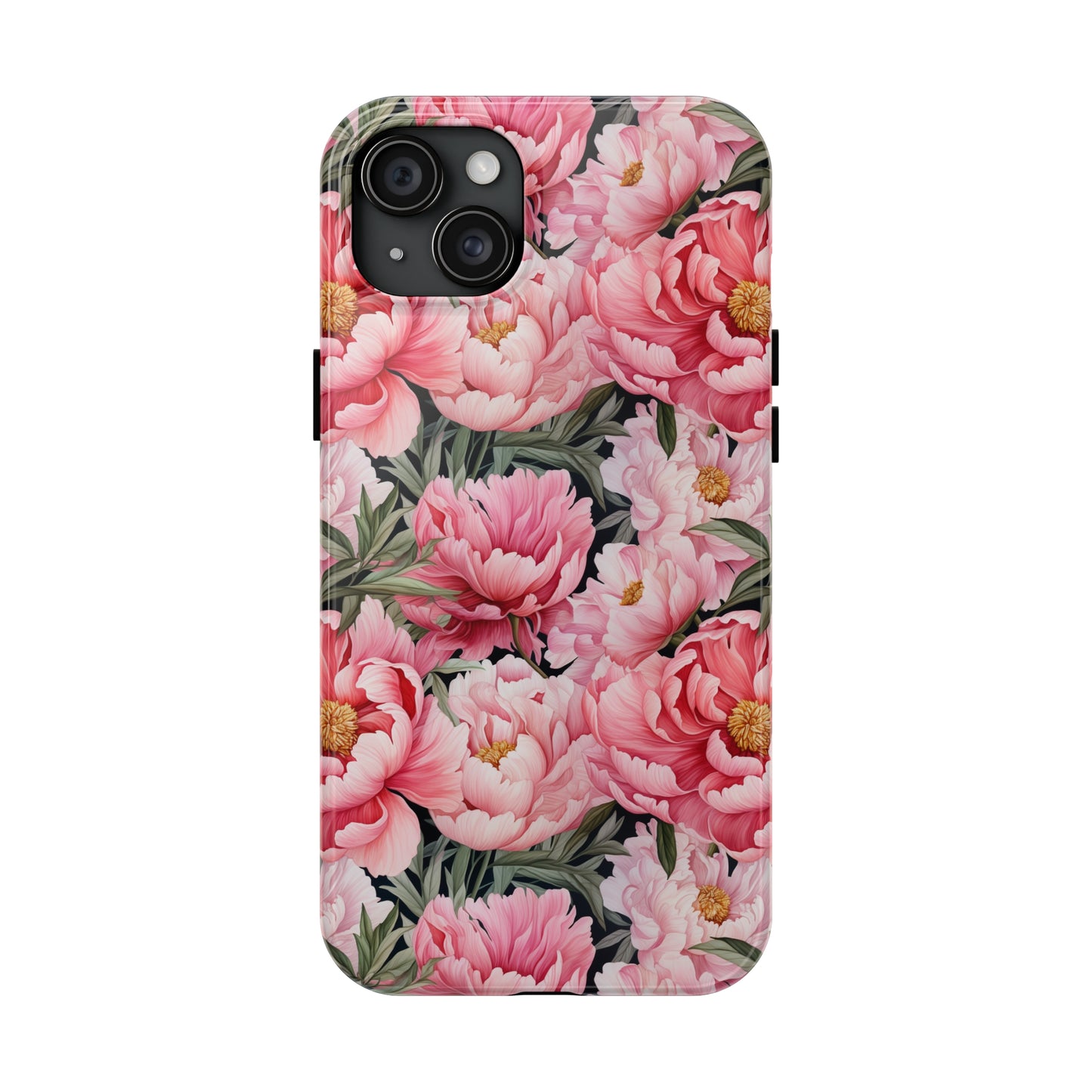 AI Peonies Floral Pattern Phone Case for iPhone - Lightweight, Impact Resistant, Wireless Charging Compatible