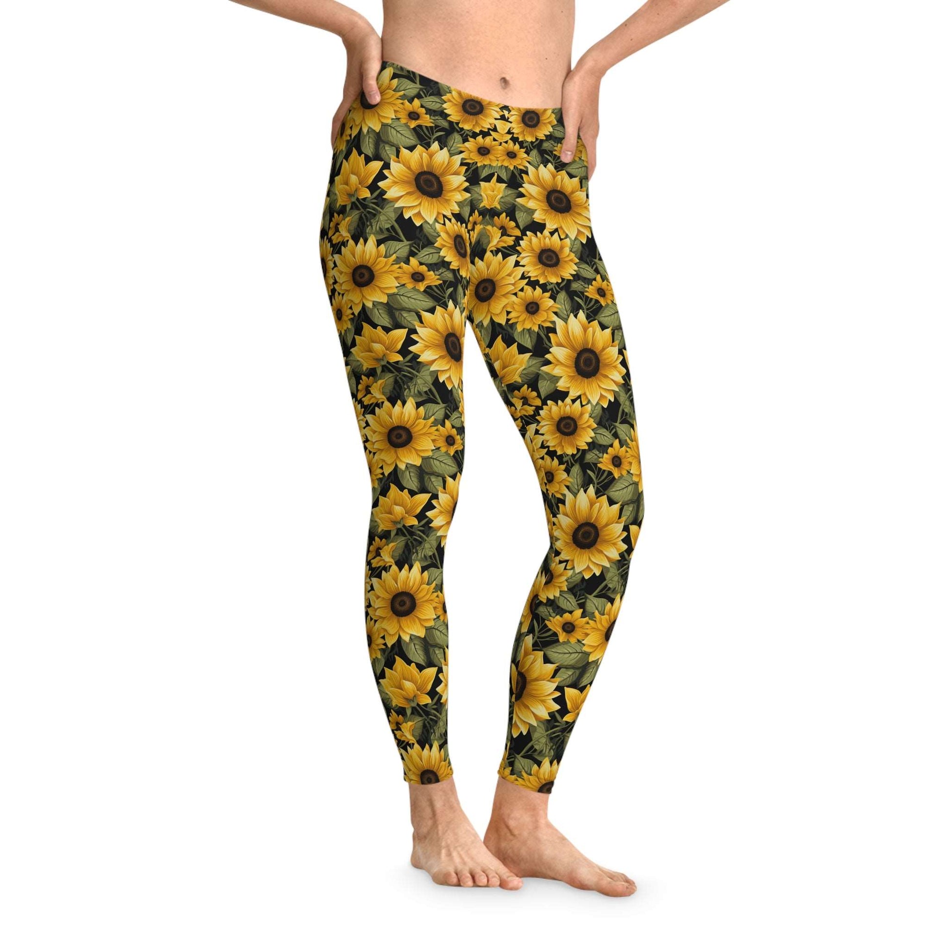 Sunflower Pattern Leggings - Bright Style for Active Women