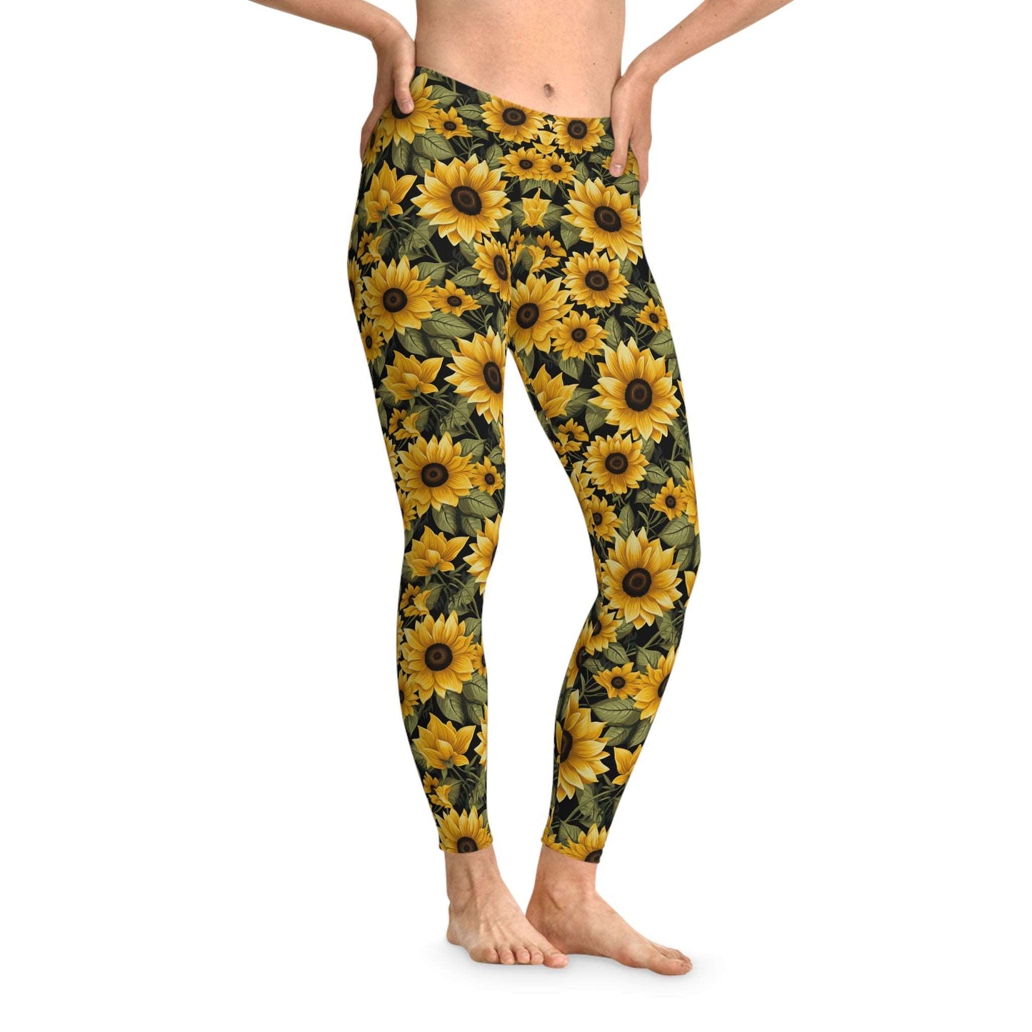 Sunflower Pattern Leggings - Bright Style for Active Women