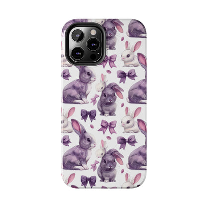 Bunnies and Bows Phone Case for iPhone - Lightweight, Impact Resistant, Wireless Charging Compatible