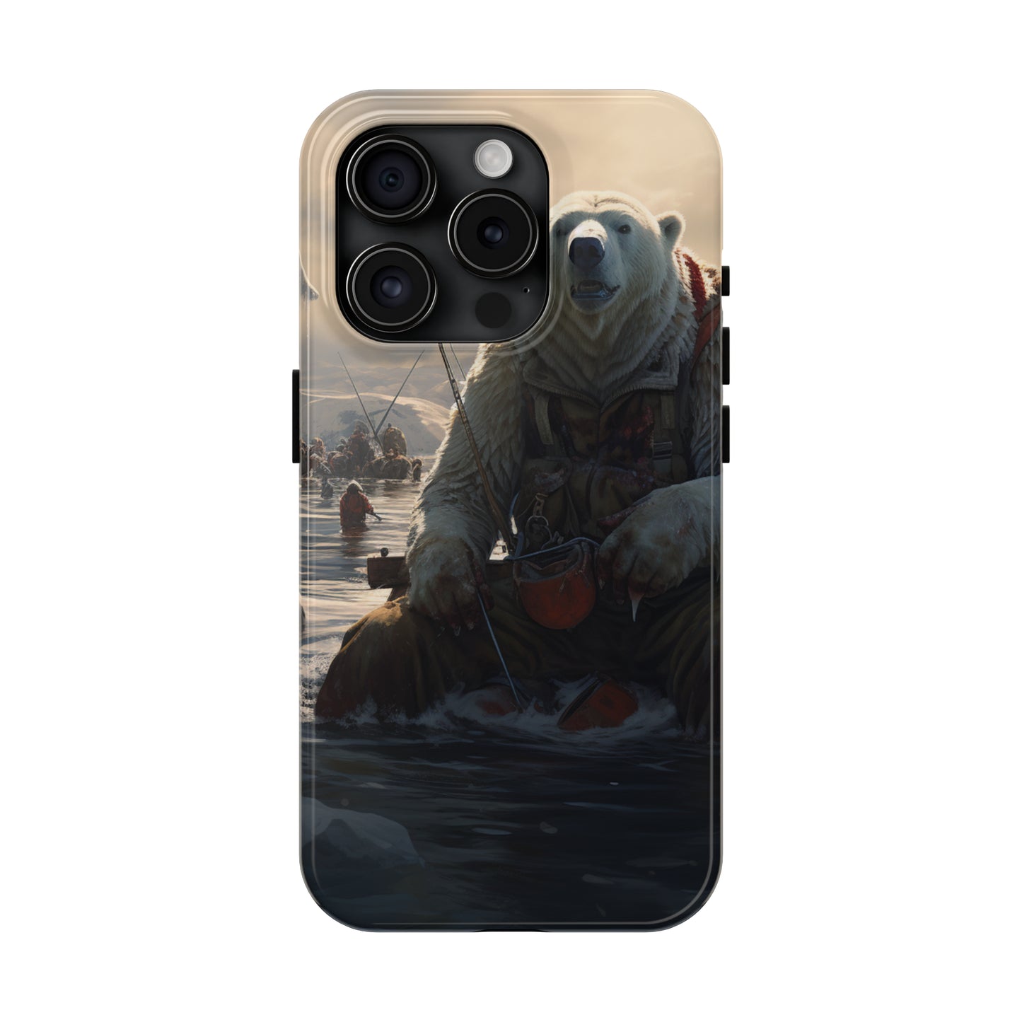 Fishing Polar Bear Phone Case for iPhone - Lightweight, Impact Resistant, Wireless Charging Compatible