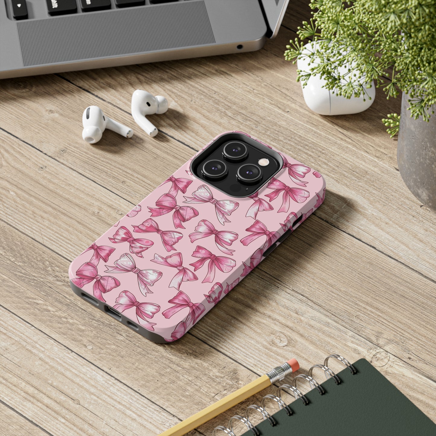 Pink Bows Phone Case for iPhone - Lightweight, Impact Resistant, Wireless Charging Compatible