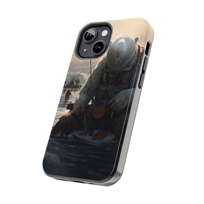 Fishing Polar Bear Phone Case for iPhone - Lightweight, Impact Resistant, Wireless Charging Compatible