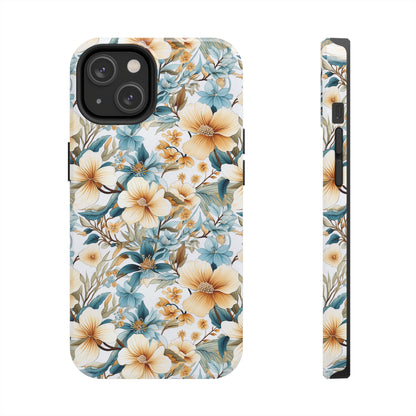 AI Magnolias Floral Pattern Phone Case for iPhone - Lightweight, Impact Resistant, Wireless Charging Compatible