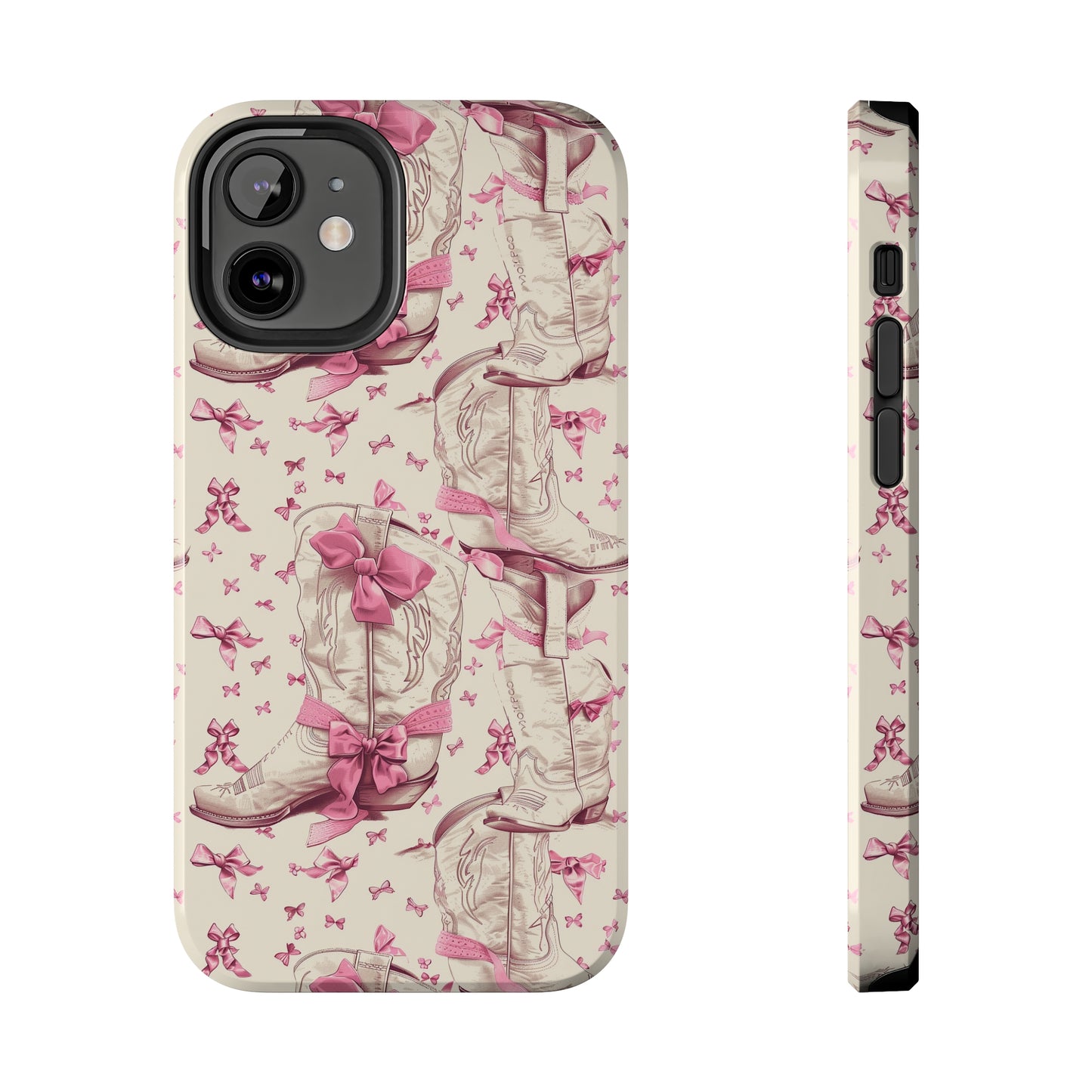 Bows and Boots Phone Case for iPhone - Lightweight, Impact Resistant, Wireless Charging Compatible