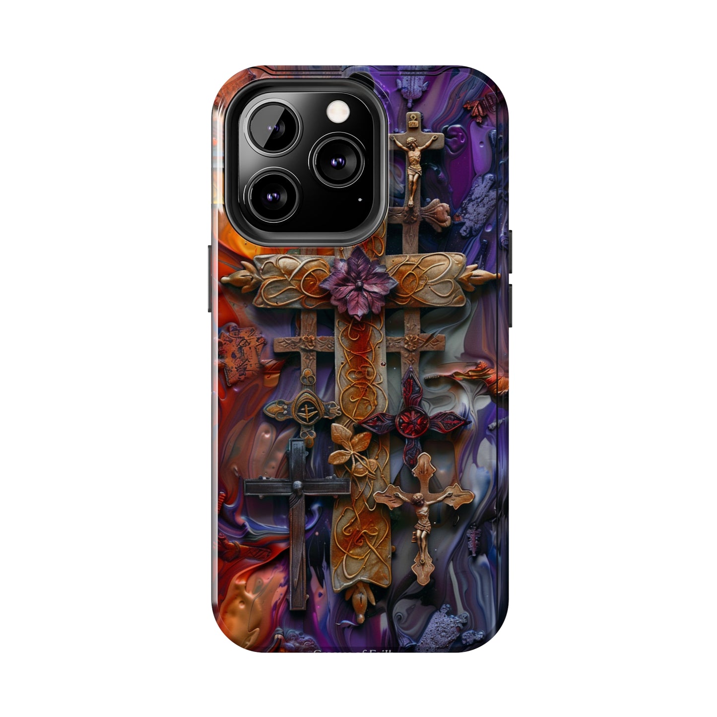 Colorful Crosses Phone Case for iPhone - Lightweight, Impact Resistant, Wireless Charging Compatible