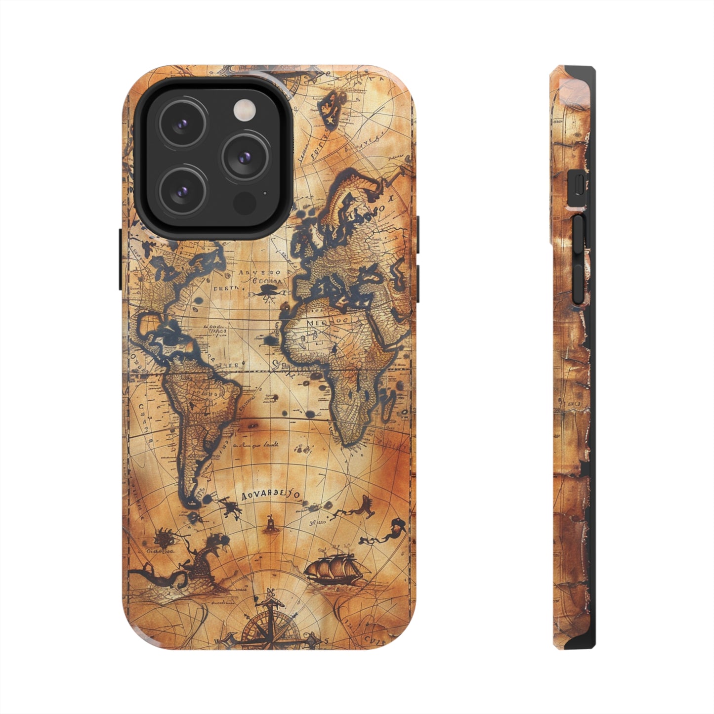 Ancient Map Phone Case for iPhone - Lightweight, Impact Resistant, Wireless Charging Compatible