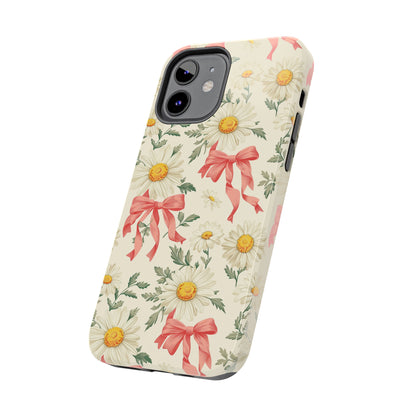 Daisies and Bows Phone Case for iPhone - Lightweight, Impact Resistant, Wireless Charging Compatible