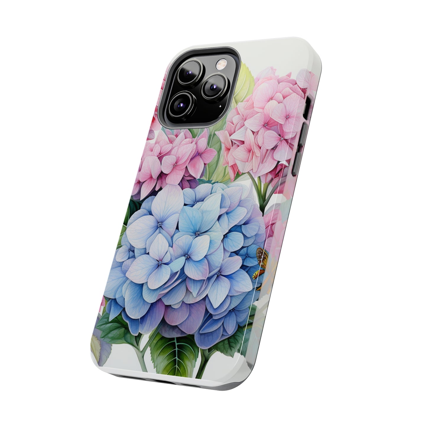 AI Hydrangeas Floral Pattern Phone Case for iPhone - Lightweight, Impact Resistant, Wireless Charging Compatible