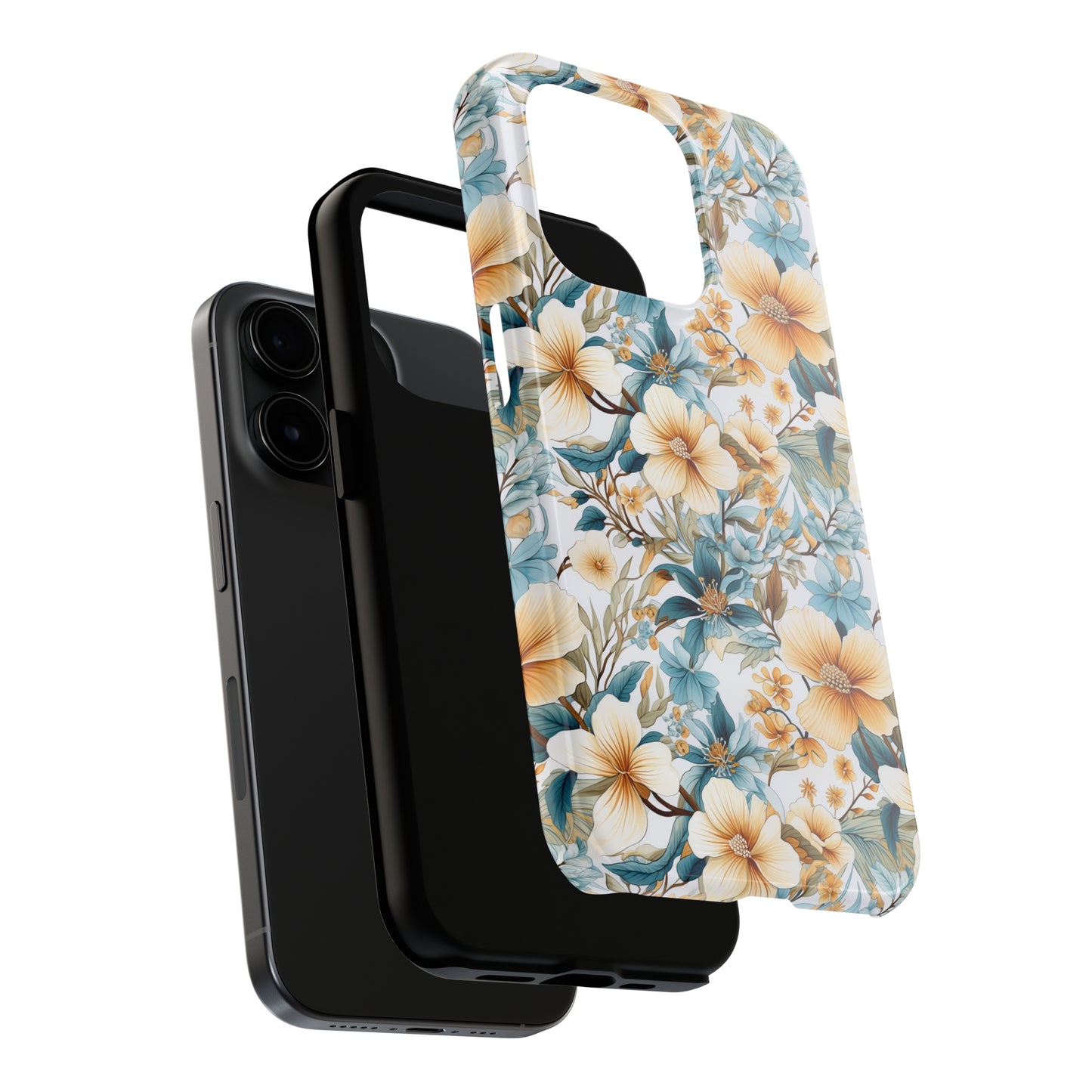 AI Magnolias Floral Pattern Phone Case for iPhone - Lightweight, Impact Resistant, Wireless Charging Compatible