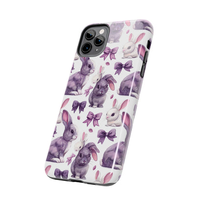 Bunnies and Bows Phone Case for iPhone - Lightweight, Impact Resistant, Wireless Charging Compatible