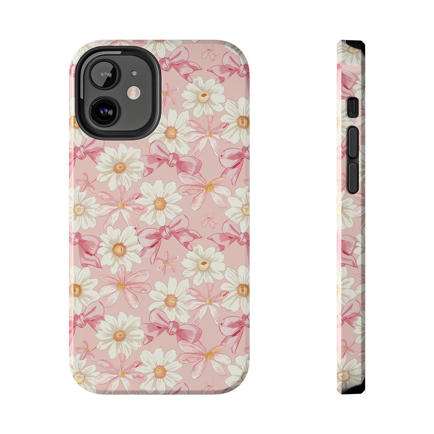 Daisies and Pink Bows Phone Case for iPhone - Lightweight, Impact Resistant, Wireless Charging Compatible