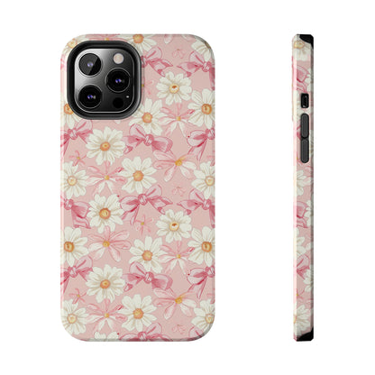 Daisies and Pink Bows Phone Case for iPhone - Lightweight, Impact Resistant, Wireless Charging Compatible