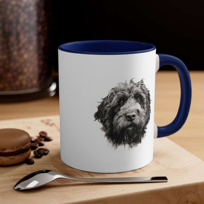 11 oz Accent Coffee Mug - Double-Sided Newfypoo Portrait - Perfect for Dog Lovers & Morning Brew