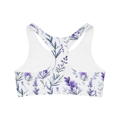 Lavender Flower Custom Sports Bra - Elegant & Supportive