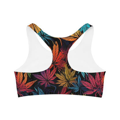 Wacky Weed Leaf Seamless Sports Bra