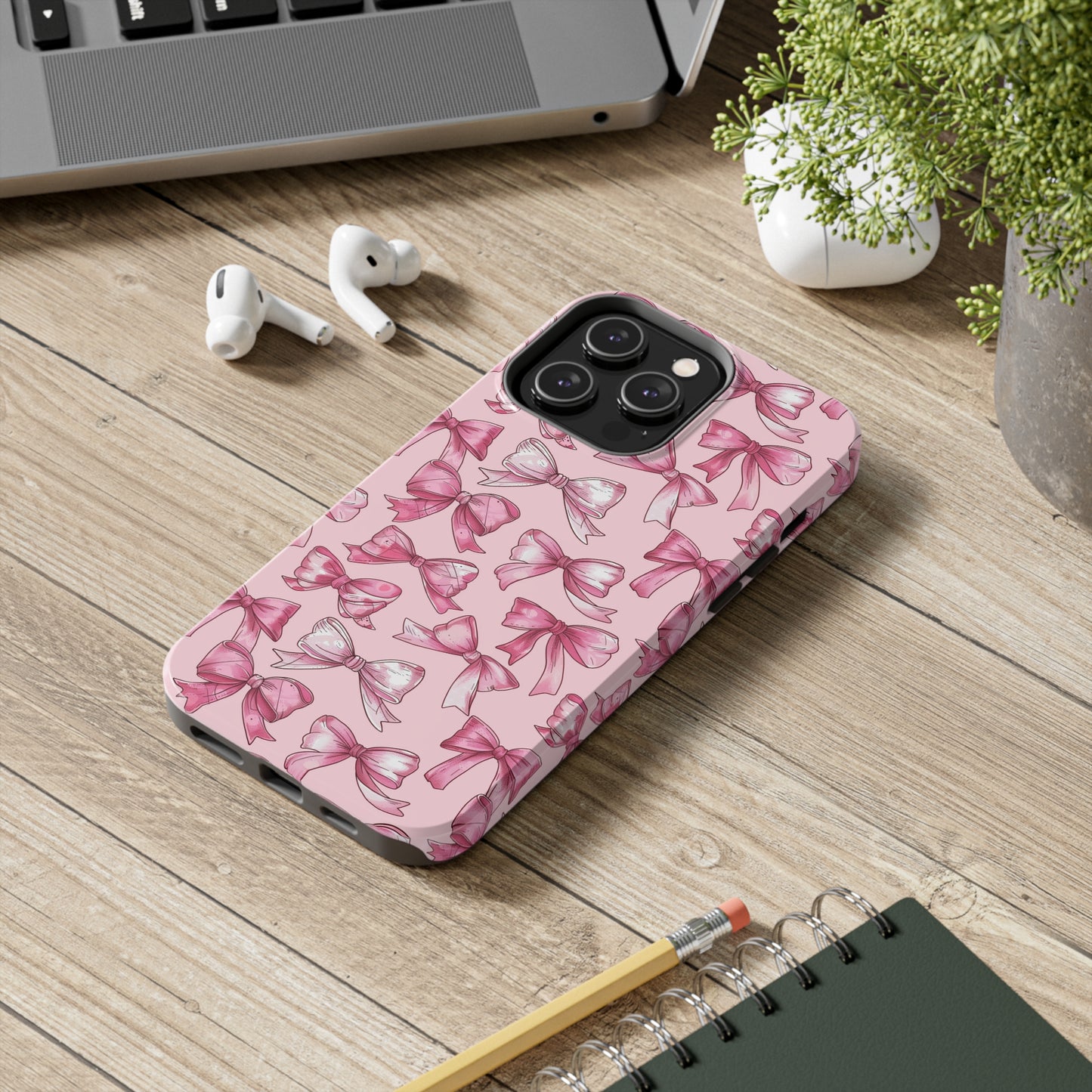 Pink Bows Phone Case for iPhone - Lightweight, Impact Resistant, Wireless Charging Compatible