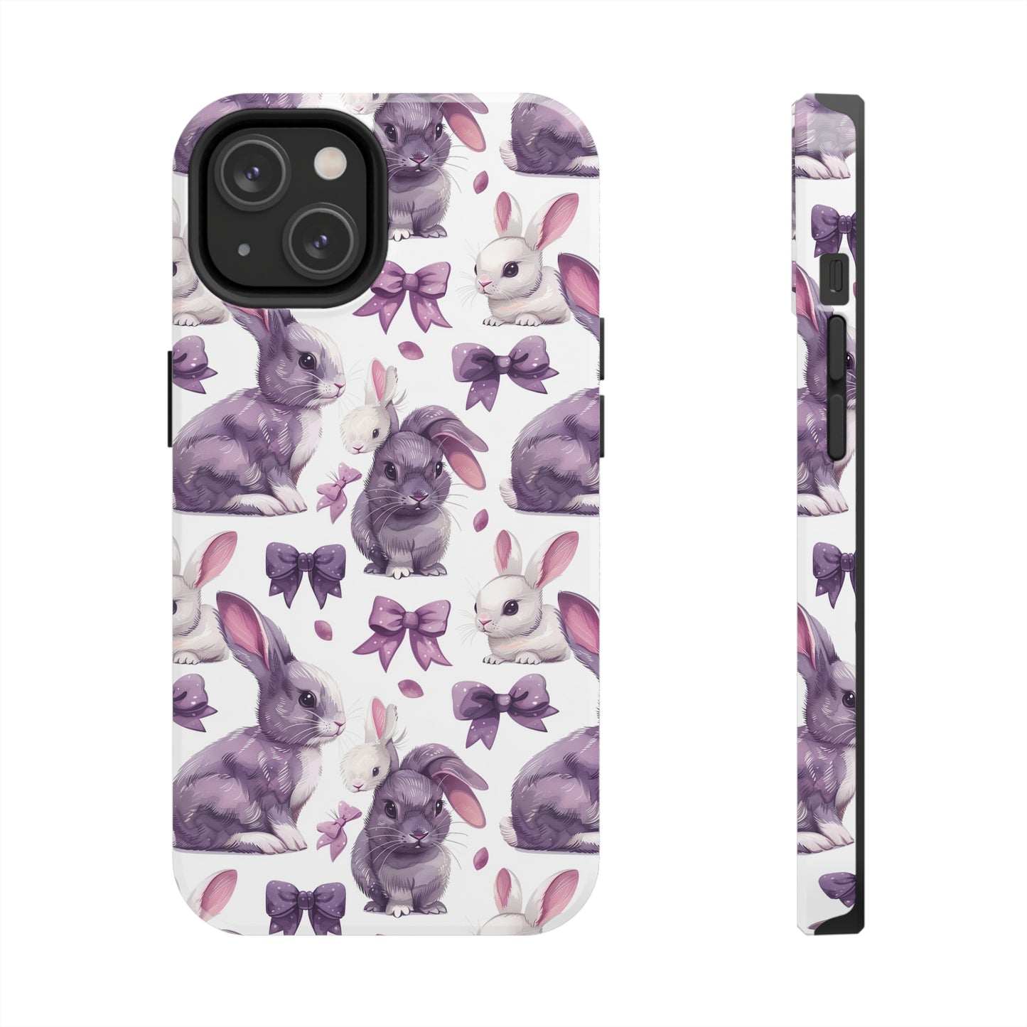 Bunnies and Bows Phone Case for iPhone - Lightweight, Impact Resistant, Wireless Charging Compatible