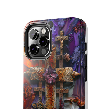 Colorful Crosses Phone Case for iPhone - Lightweight, Impact Resistant, Wireless Charging Compatible