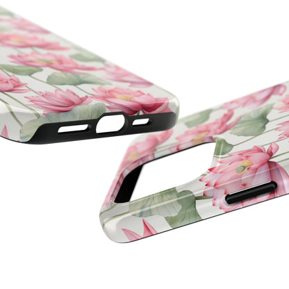 AI Lotus Flower Pattern Phone Case for iPhone - Lightweight, Impact Resistant, Wireless Charging Compatible