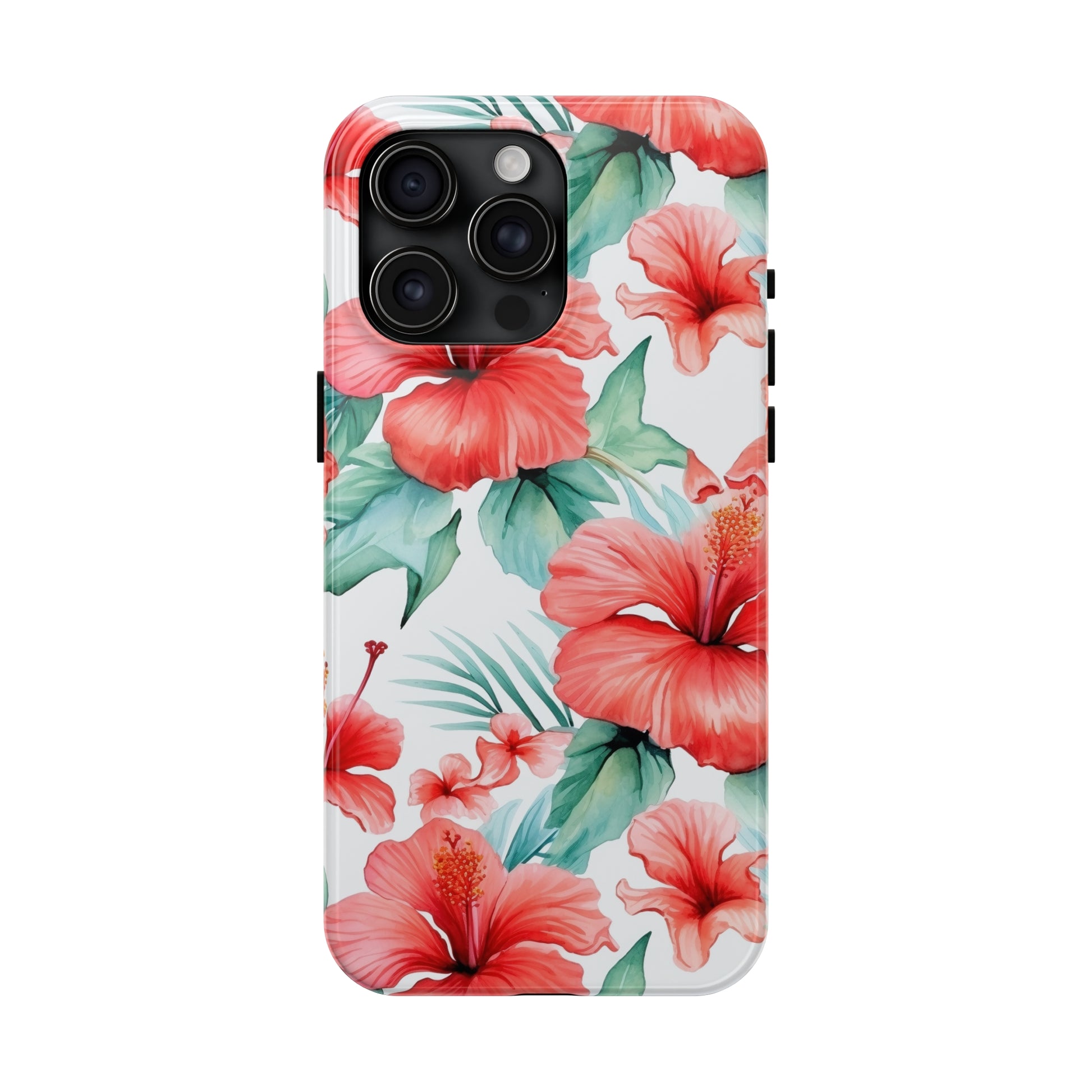 AI Hibiscus Pattern Phone Case for iPhone - Lightweight, Impact Resistant, Wireless Charging Compatible-AI phone case-AI By AJ