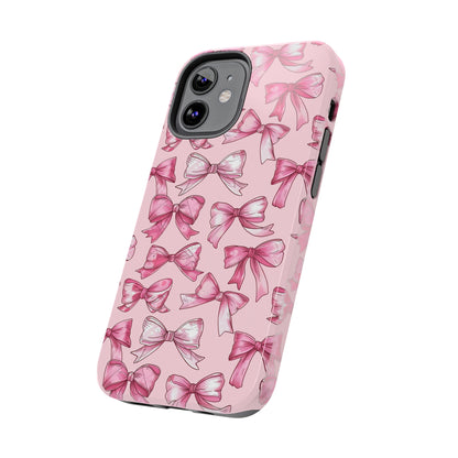 Pink Bows Phone Case for iPhone - Lightweight, Impact Resistant, Wireless Charging Compatible