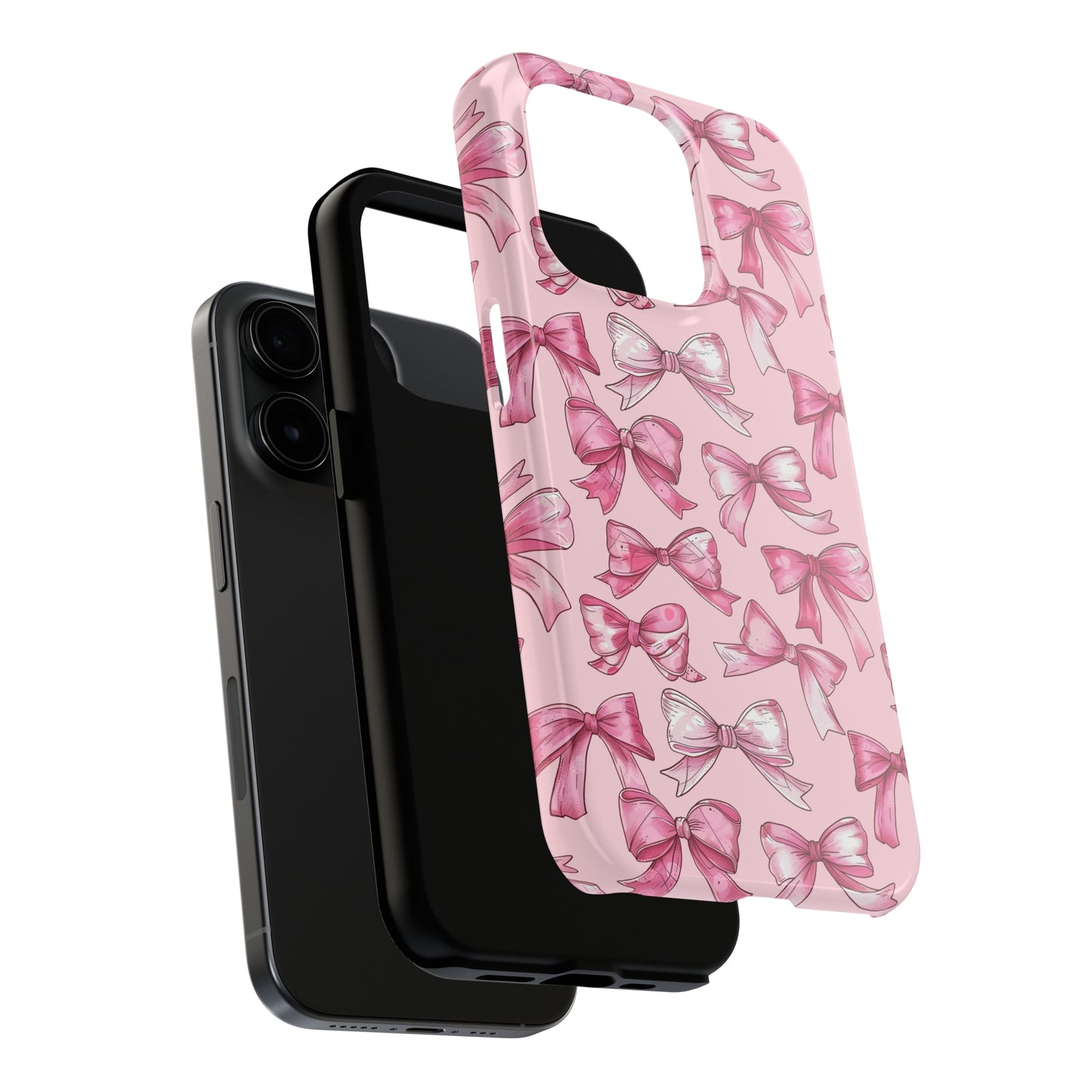 Pink Bows Phone Case for iPhone - Lightweight, Impact Resistant, Wireless Charging Compatible