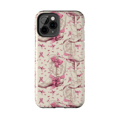 Bows and Boots Phone Case for iPhone - Lightweight, Impact Resistant, Wireless Charging Compatible