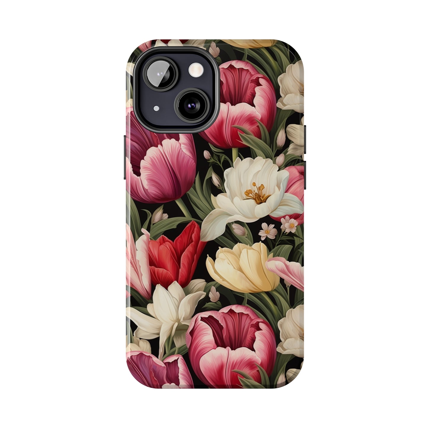 AI Tulip Pattern Phone Case for iPhone - Lightweight, Impact Resistant, Wireless Charging Compatible-AI phone case-AI By AJ