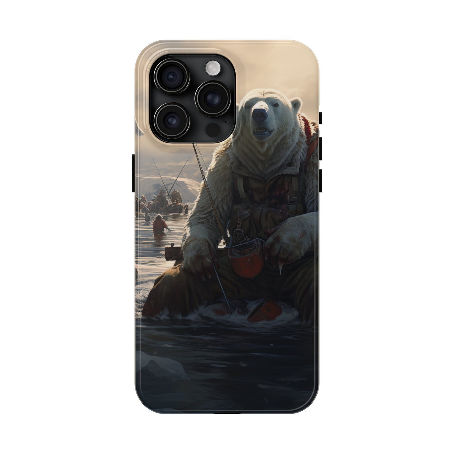 Fishing Polar Bear Phone Case for iPhone - Lightweight, Impact Resistant, Wireless Charging Compatible